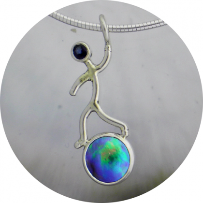 'Dancing ontop of the world' Sapphire and Brereton Blue Pearl pendant